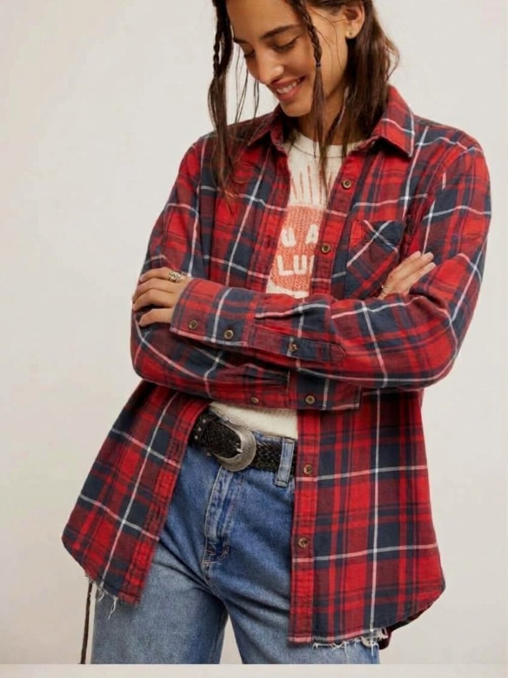 Ralph Lauren plaid shirt M red blue